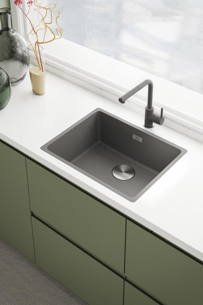 Franke Lina L Robinet de cuisine Stone grey avec Bec Extractible 115.0728.486