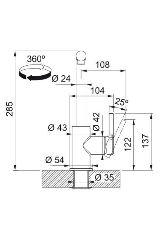 Franke Lina L Keukenkraan Stone grey met Uittrekbare Uitloop 115.0728.486