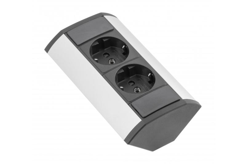 Mini hoekverlengkabel met schuko-stopcontacten 230V 16A