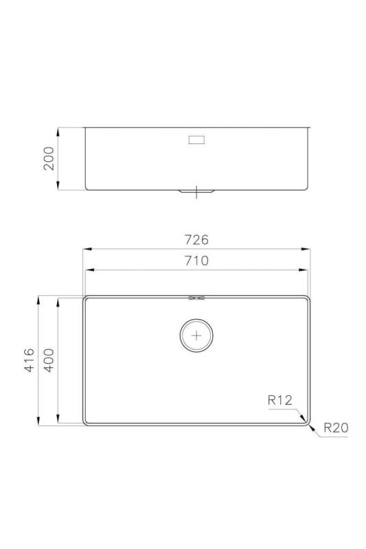 Évier en inox Foster Phantom Slimline 71x40cm Sous-plan pour plans de travail en céramique 1208971121