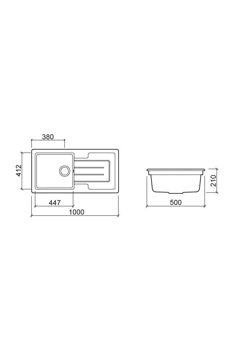 Ausmann Ceramic Sylva Évier en céramique blanc avec égouttoir 1000 x 500 mm 1208971124