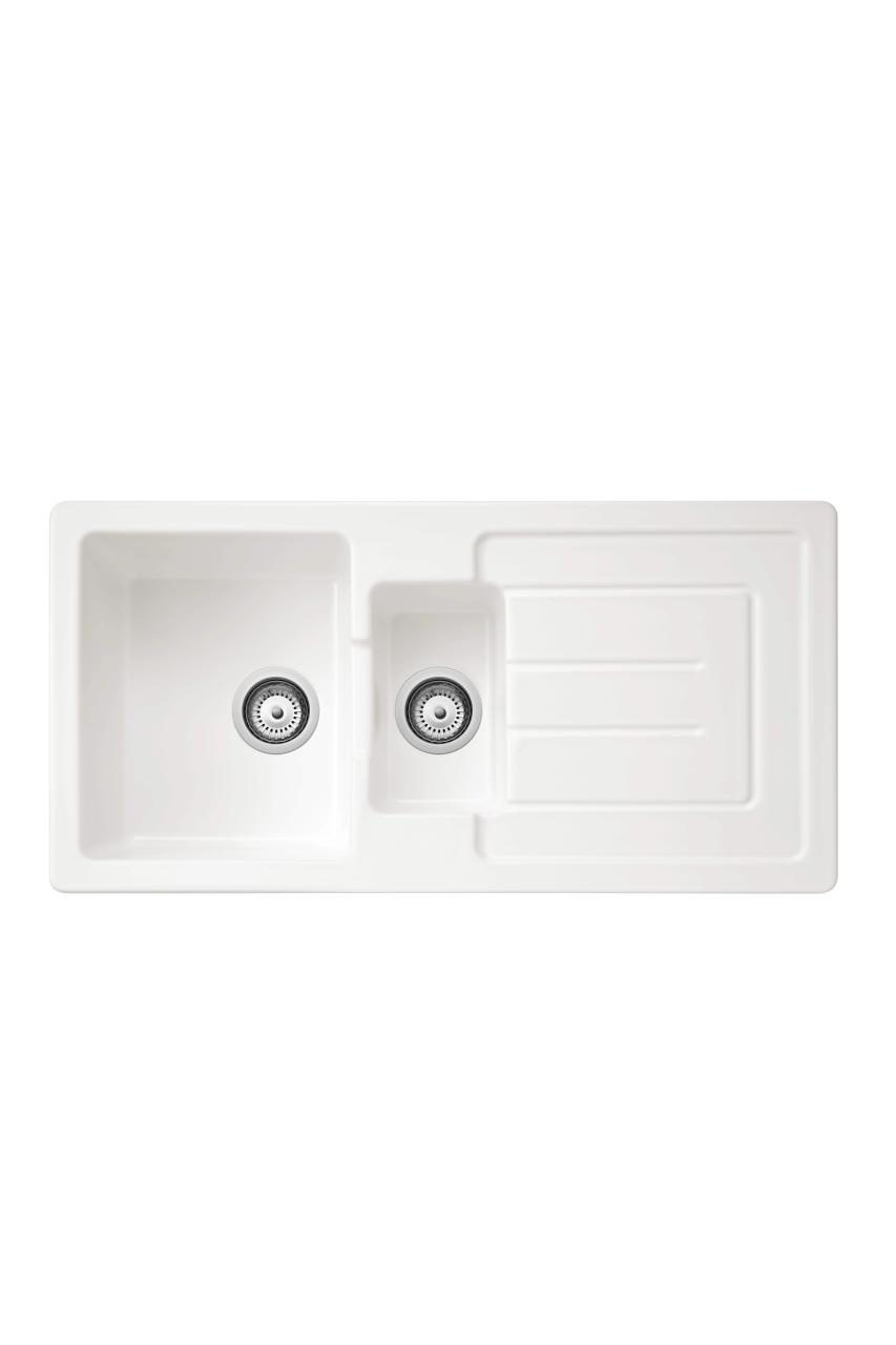 Ausmann Ceramic Sylva 1,5 Évier en céramique blanc avec égouttoir 1000 x 500 mm 1208971126