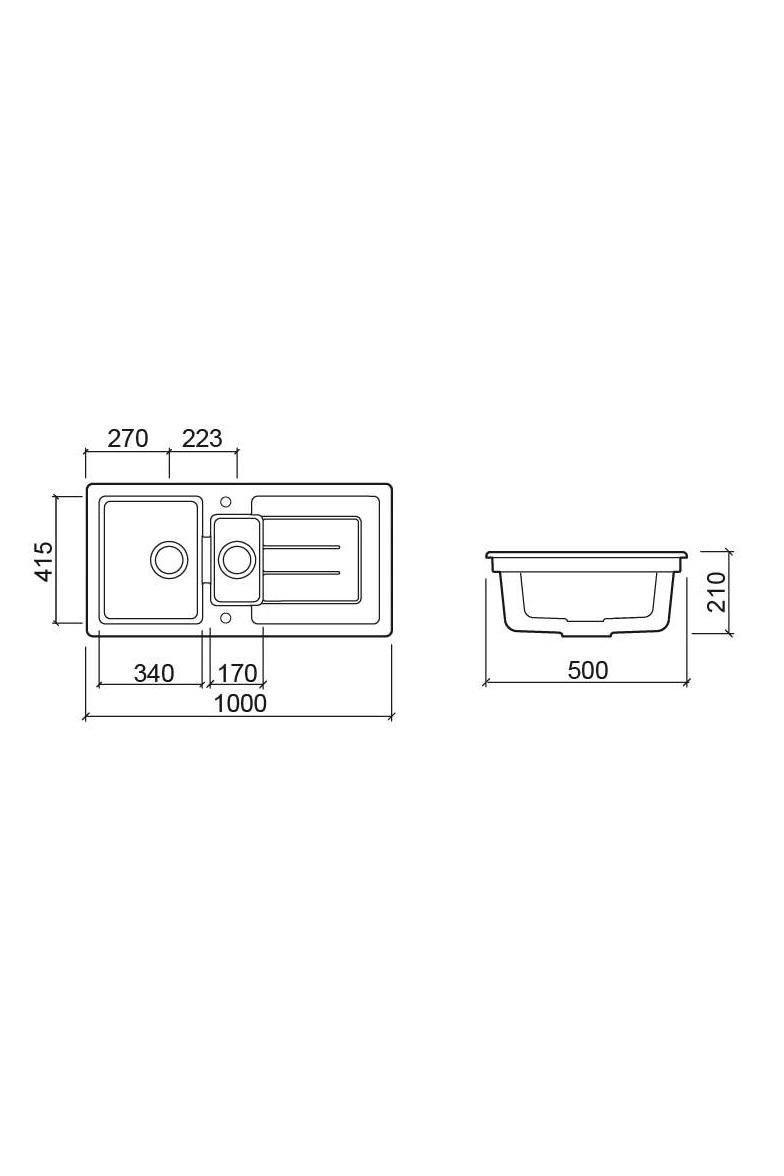 Ausmann Ceramic Sylva 1,5 Évier en céramique blanc avec égouttoir 1000 x 500 mm 1208971126