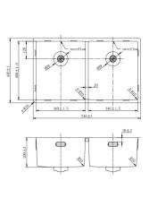 Pure.Sink Prestige Double Evier en cuivre 70x40cm rayon de 10mm encastré, à fleur et surélevé PPG343440-62