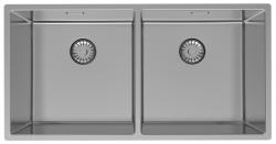 Pure.Sink Prestige Double évier en inox 82x40 cm rayon de 10mm sous-plan, encastré et sur plan PPG404040-02