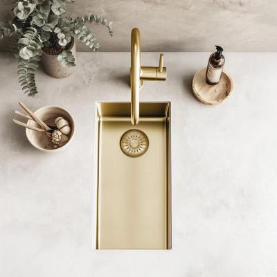 Pure.Sink Exclusivo petit évier doré 18x40 cm rayon 10mm sous-évier, encastré et surélevé PEX1840-60