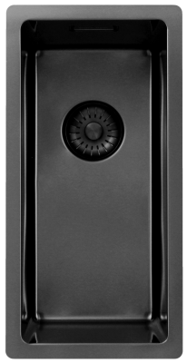 Pure.Sink Exclusivo Gun métal petit évier 18x40 cm rayon de 10mm sous-montage, montage à fleur et montage en surface PEX1840-61