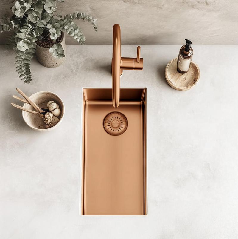 Pure.Sink Exclusivo petit évier en cuivre 18x40 cm rayon 10mm sous-montage, encastré et surmontage PEX1840-62