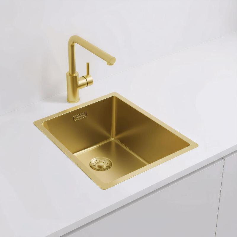 Pure.Sink Exclusivo Évier d'or 34x40 cm rayon de 10mm sous-évier, montage à fleur et montage en surface PEX3440-60