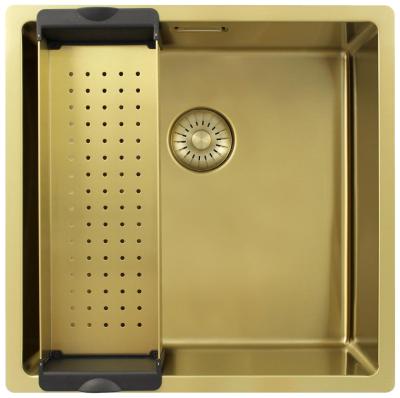 Pure.Sink Exclusivo Évier doré 40x40 cm rayon de 10mm sous plan, à fleur et en saillie PEX4040-60