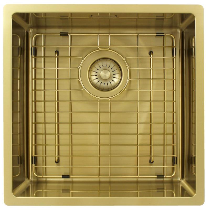Pure.Sink Exclusivo Évier doré 40x40 cm rayon de 10mm sous plan, à fleur et en saillie PEX4040-60