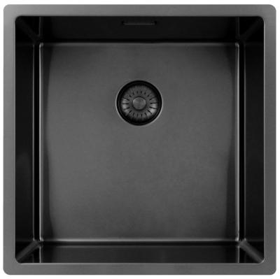Pure.Sink Exclusivo Gun métal évier 40x40 cm 10mm rayon sous-montage, montage à fleur et montage en surface PEX4040-61