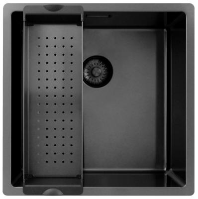 Pure.Sink Exclusivo Gun métal évier 40x40 cm 10mm rayon sous-montage, montage à fleur et montage en surface PEX4040-61