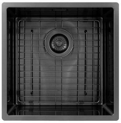 Pure.Sink Exclusivo Gun métal évier 40x40 cm 10mm rayon sous-montage, montage à fleur et montage en surface PEX4040-61