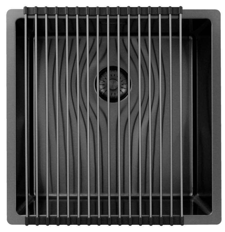 Pure.Sink Exclusivo Gun métal évier 40x40 cm 10mm rayon sous-montage, montage à fleur et montage en surface PEX4040-61