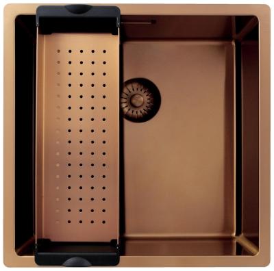 Pure.Sink Exclusivo Évier en cuivre 40x40 cm rayon 10mm sous-mount, montage à fleur et montage supérieur PEX4040-62