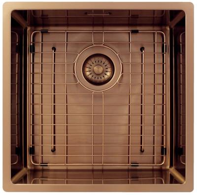 Pure.Sink Exclusivo Évier en cuivre 40x40 cm rayon 10mm sous-mount, montage à fleur et montage supérieur PEX4040-62