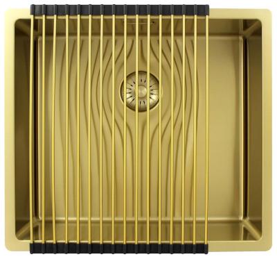 Pure.Sink Exclusivo Évier en or 45x40 cm rayon de 10mm sous-comptoir, installation à fleur et montage en surface PEX4540-60
