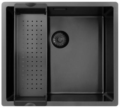 Pure.Sink Exclusivo Gun métal évier 45x40 cm rayon 10mm sous-montage, montage à fleur et montage en surface PEX4540-61