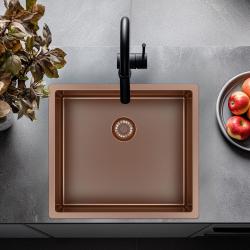 Pure.Sink Exclusivo Évier en cuivre 45x40 cm 10mm rayon sous-plan, à fleur et surélévation PEX4540-62
