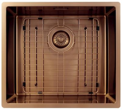 Pure.Sink Exclusivo Évier en cuivre 45x40 cm 10mm rayon sous-plan, à fleur et surélévation PEX4540-62