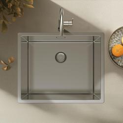 Pure.Sink Exclusivo Évier en inox 50x40 cm avec un rayon de 10mm pour montage sous plan, à fleur et sur plan PEX5040-02