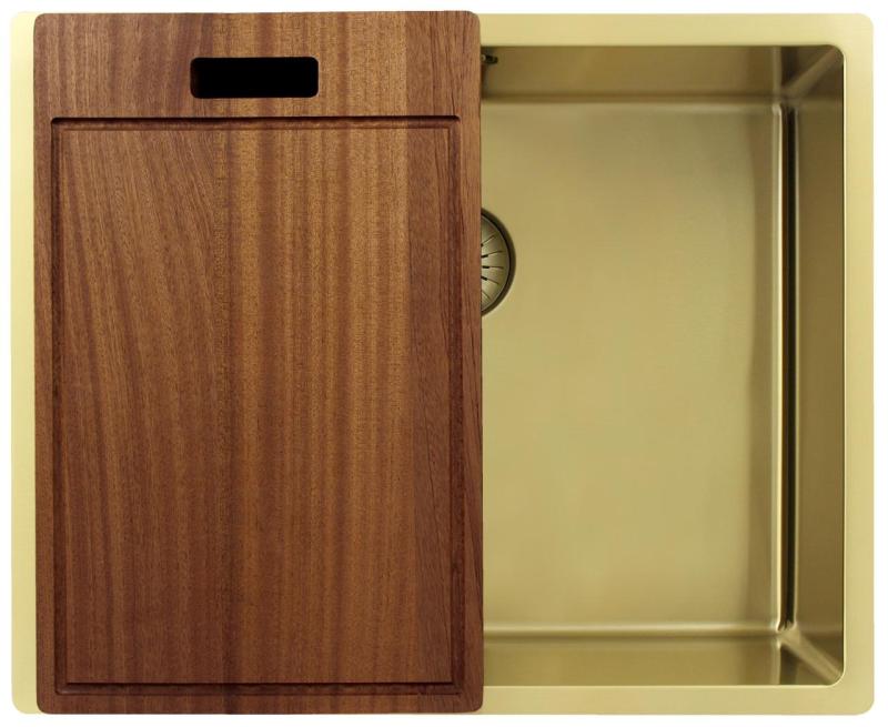 Pure.Sink Exclusivo Évier doré 50x40 cm rayon de 10mm sous plan, à fleur et en saillie PEX5040-60