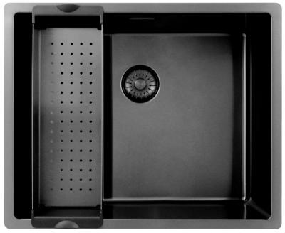 Pure.Sink Exclusivo évier en métal de couleur canon de fusil 50x40 cm avec un rayon de 10mm, sous-meuble, à fleur et surélévation PEX5040-61