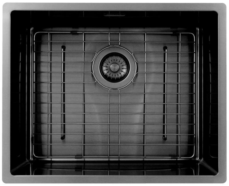 Pure.Sink Exclusivo évier en métal de couleur canon de fusil 50x40 cm avec un rayon de 10mm, sous-meuble, à fleur et surélévation PEX5040-61