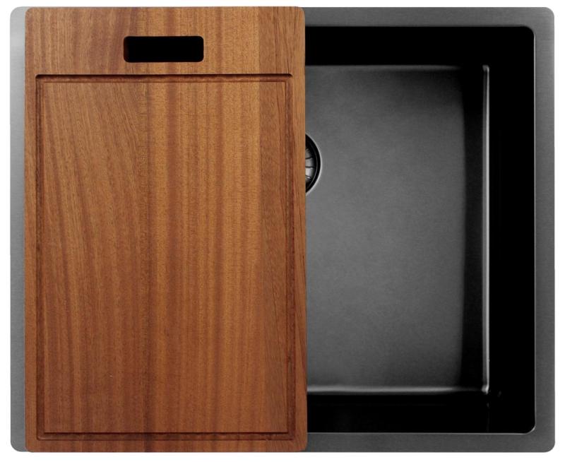 Pure.Sink Exclusivo évier en métal de couleur canon de fusil 50x40 cm avec un rayon de 10mm, sous-meuble, à fleur et surélévation PEX5040-61