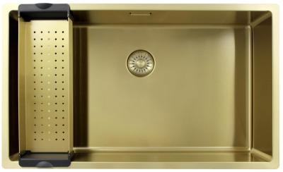 Pure.Sink Exclusivo grand évier doré 70x40 cm rayon de 10 mm sous-montage, à fleur et montage en surface PEX7040-60