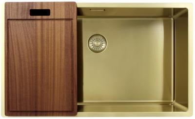 Pure.Sink Exclusivo grand évier doré 70x40 cm rayon de 10 mm sous-montage, à fleur et montage en surface PEX7040-60