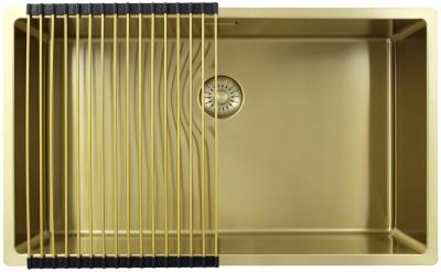 Pure.Sink Exclusivo grand évier doré 70x40 cm rayon de 10 mm sous-montage, à fleur et montage en surface PEX7040-60
