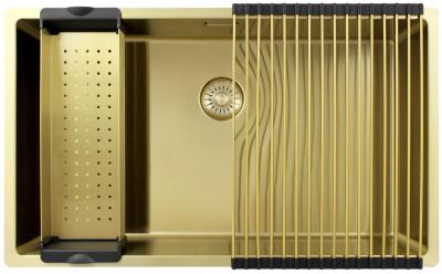 Pure.Sink Exclusivo grand évier doré 70x40 cm rayon de 10 mm sous-montage, à fleur et montage en surface PEX7040-60