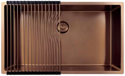 Pure.Sink Exclusivo grand évier en cuivre 70x40 cm rayon de 10mm sous-plan, à fleur et à poser PEX7040-62