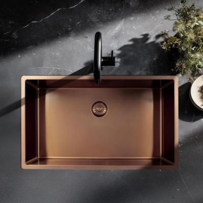 Pure.Sink Exclusivo grand évier en cuivre 70x40 cm rayon de 10mm sous-plan, à fleur et à poser PEX7040-62