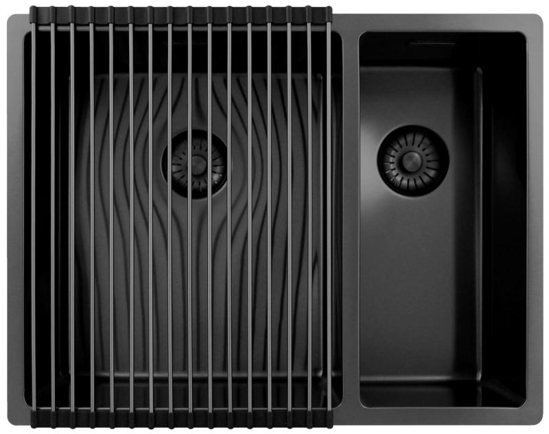 Pure.Sink Exclusivo Gun Metal 1,5 bac et demi 34+18 cm rayon de 10mm PEX341840-61