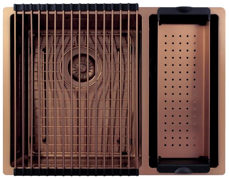 Pure.Sink Exclusivo Cuivre 1,5 évier à une et demie 34+18 cm rayon 10mm PEX341840-62