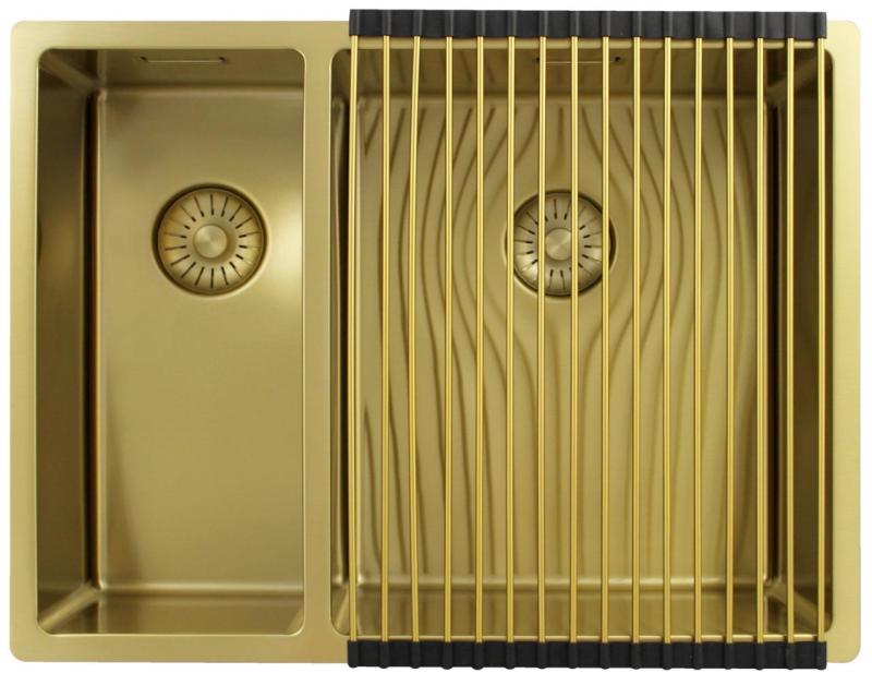 Pure.Sink Exclusivo Doré 1,5 bac à demi 18+34 cm rayon de 10mm PEX183440-60