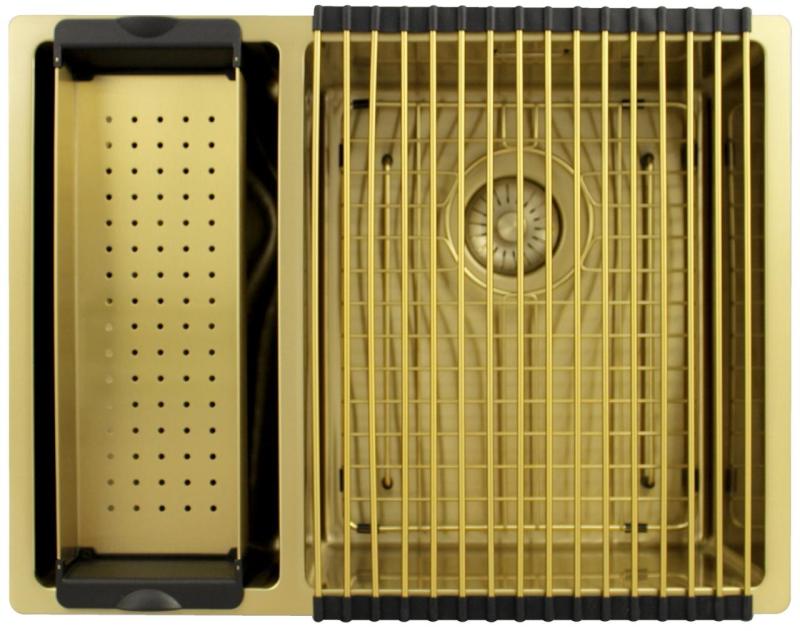 Pure.Sink Exclusivo Doré 1,5 bac à demi 18+34 cm rayon de 10mm PEX183440-60