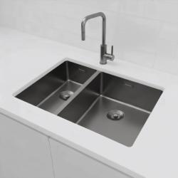 Pure.Sink Exclusivo Gun Metal 1,5 évier et demi 18+34 cm rayon de 10mm PEX183440-61
