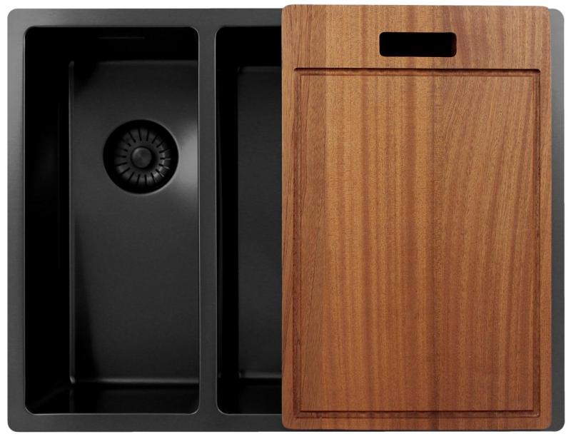 Pure.Sink Exclusivo Gun Metal 1,5 évier et demi 18+34 cm rayon de 10mm PEX183440-61