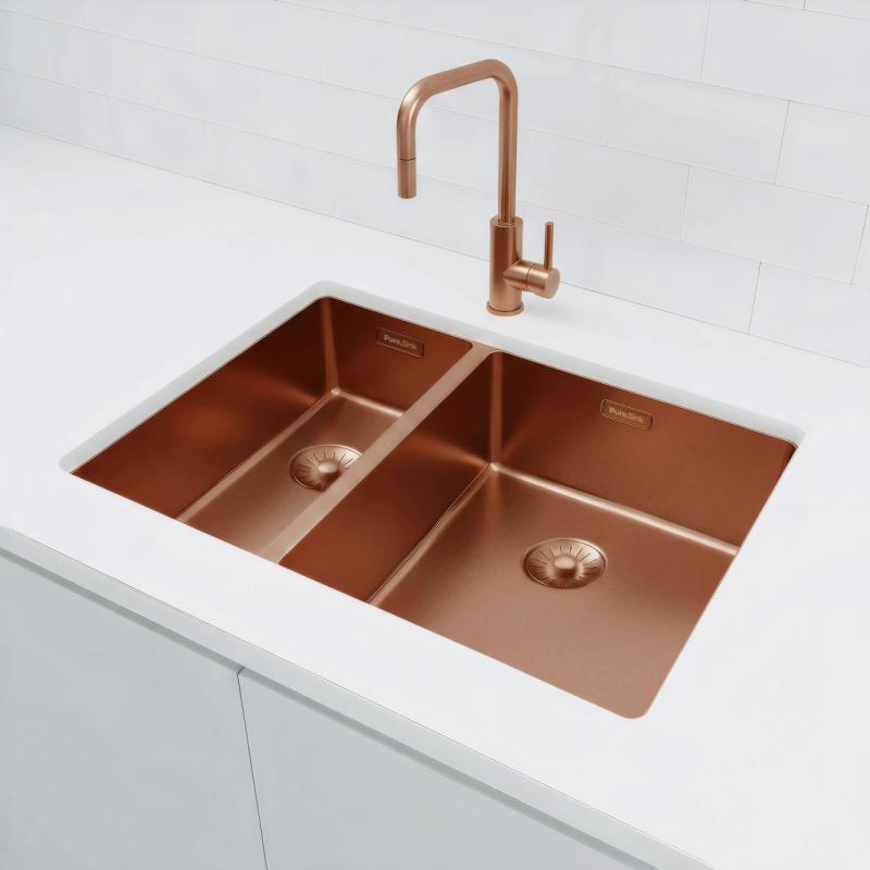 Pure.Sink Exclusivo Cuivre 1,5 bac et demi 18+34cm rayon de 10mm PEX183440-62
