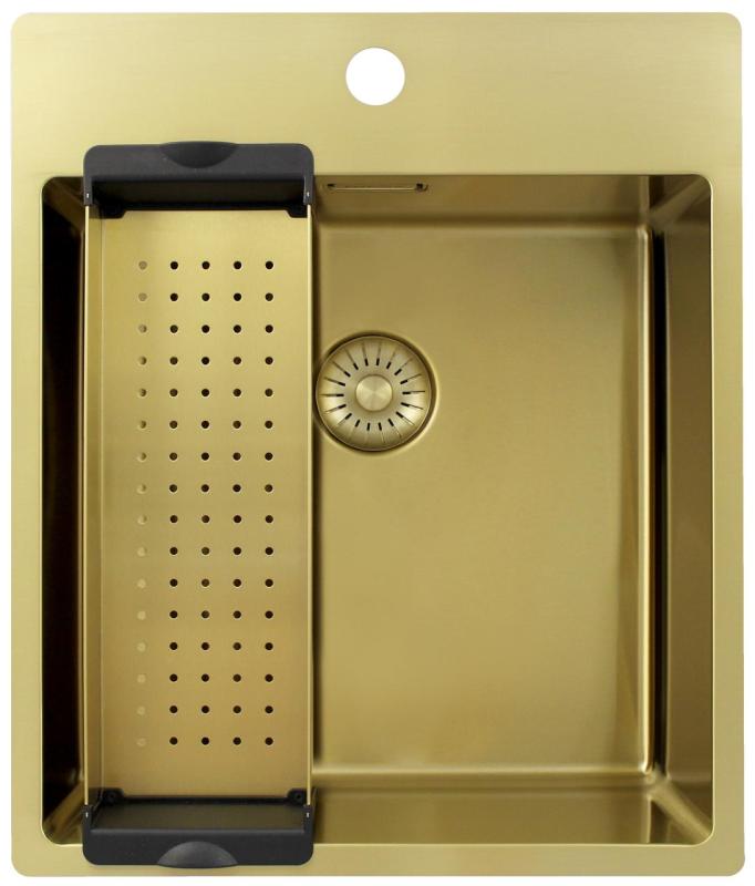 Pure.Sink Exclusivo Évier doré 44x52 cm Tapwing avec trou pour robinet rayon 10mm PEX4040T-60