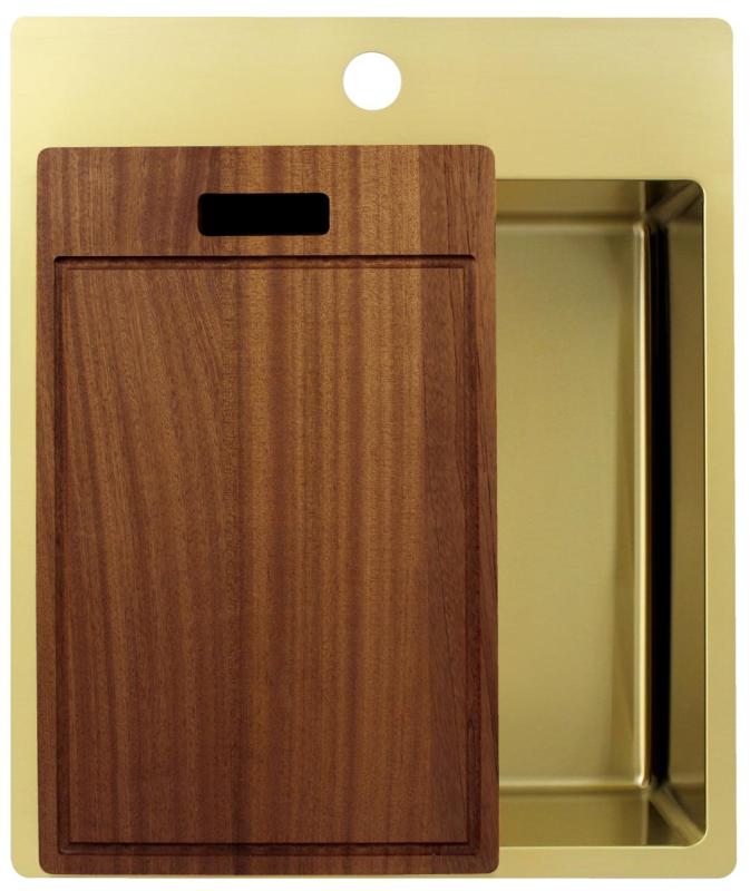 Pure.Sink Exclusivo Évier doré 44x52 cm Tapwing avec trou pour robinet rayon 10mm PEX4040T-60