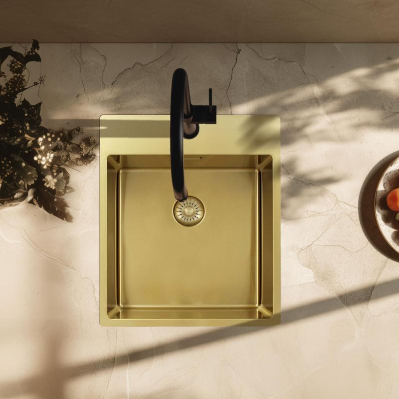 Pure.Sink Exclusivo Évier doré 44x52 cm Tapwing avec trou pour robinet rayon 10mm PEX4040T-60