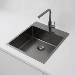 Pure.Sink Exclusivo Gun Metal évier 44x52 cm Tapwing avec trou de robinet 10mm rayon PEX4040T-61