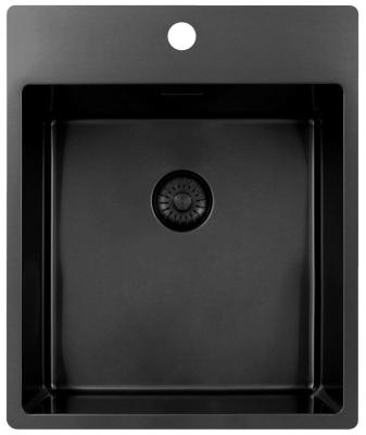 Pure.Sink Exclusivo Gun Metal évier 44x52 cm Tapwing avec trou de robinet 10mm rayon PEX4040T-61