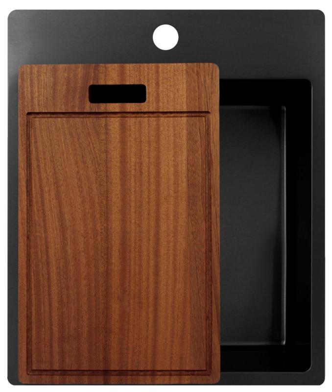 Pure.Sink Exclusivo Gun Metal évier 44x52 cm Tapwing avec trou de robinet 10mm rayon PEX4040T-61