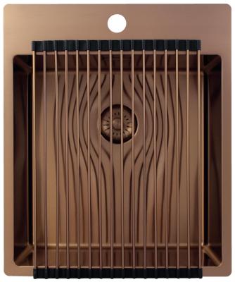 Pure.Sink Exclusivo Évier en cuivre 44x52 cm Tapwing avec trou pour robinet, rayon de 10mm PEX4040T-62